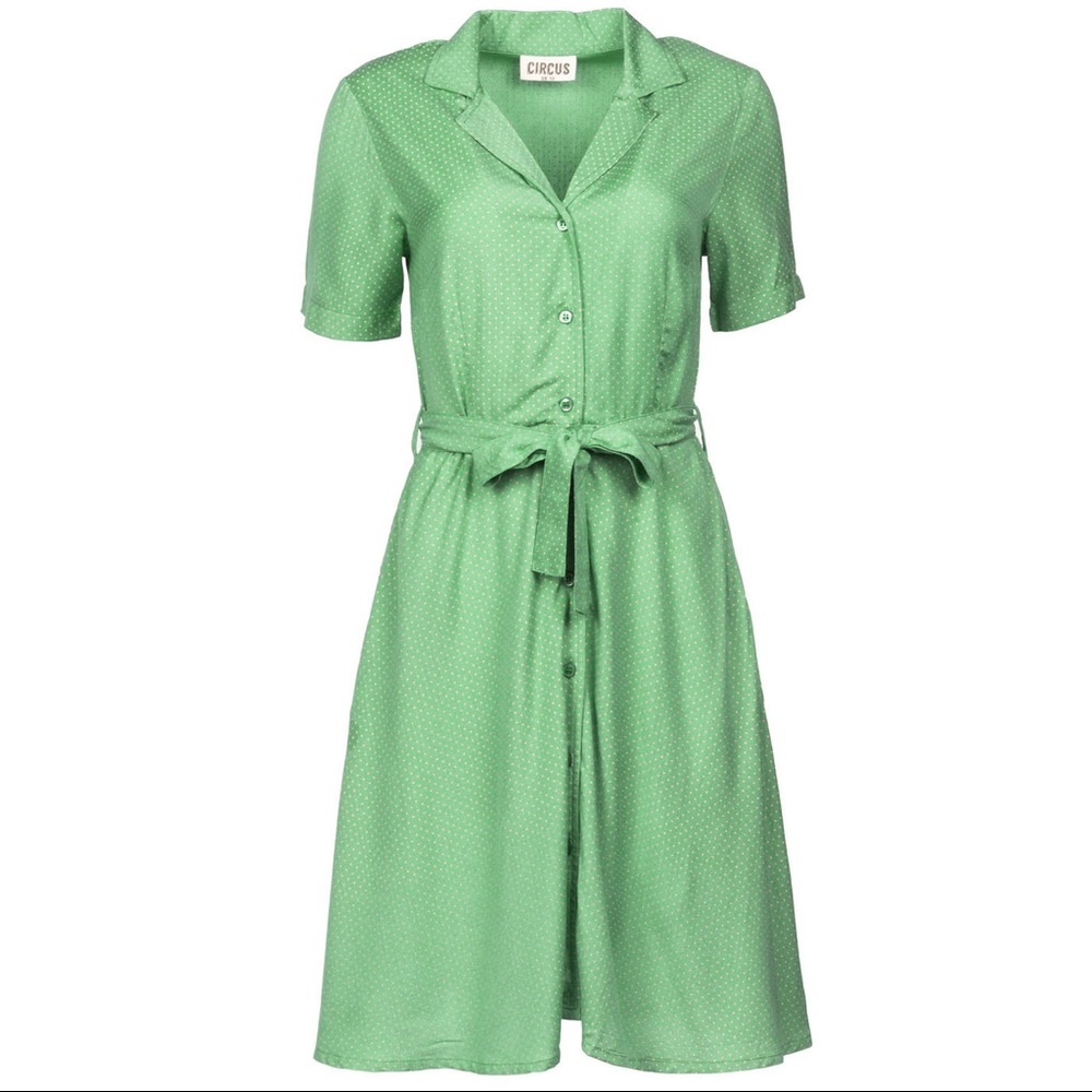 Unique Vintage Repro Circus Fay Pindot Dress